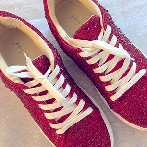 Betsey Johnson sparkly sneakers - red